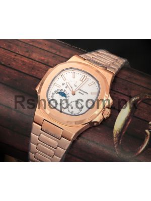 Patek Philippe Nautilus White Dial Rose Gold Watch Price in Pakistan