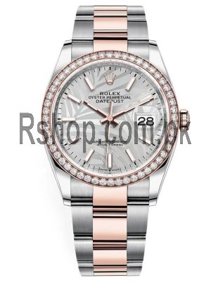 Newest Model-Rolex Datejust Silver Palm Motif Dial Diamond Watch  Price in Pakistan