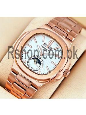 Patek Philippe Rose Gold Nautilus White Dial Watch Price in Pakistan