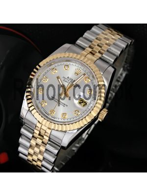 Rolex Oyster Perpetual Datejust Two Tone Silver Diamond Dial Watch Price in Pakistan