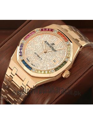 Audemars Piguet Royal Oak Diamond Dial Gem Bezel Watch  Price in Pakistan