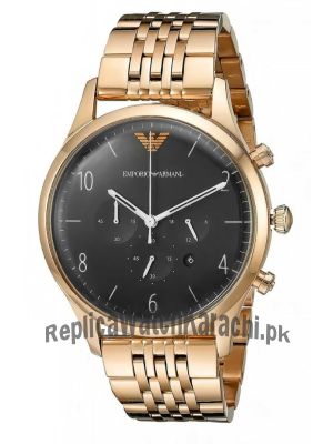 Emporio Armani Men's RoseGold Black Dial Watch Price in Pakistan
