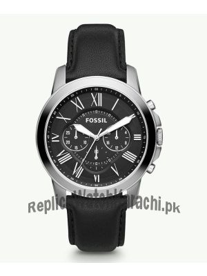 Fossil Grant Chronograph Black Leather Watch FS4812  (Same as Original) Price in Pakistan