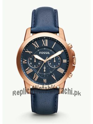 Fossil Grant Chronograph Navy Leather Watch FS4835  (Same as Original) Price in Pakistan
