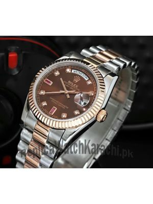 Oyster Perpetual Day-Date Two Tone Brown Dial Watch Price in Pakistan