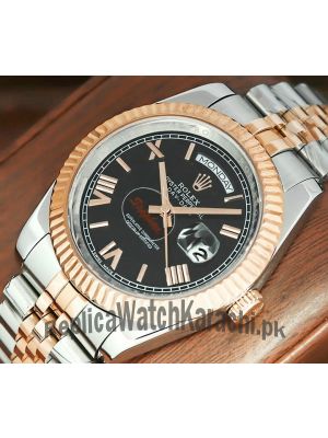 Rolex Day-Date Black Roman Dial Two Tone Watch 2021 Price in Pakistan