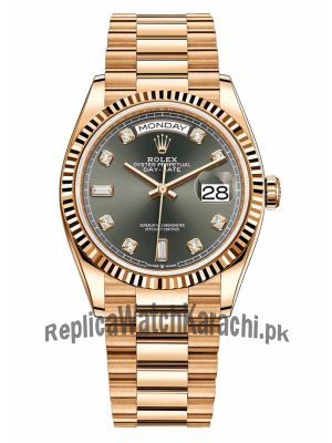 Rolex Day Date Rose Gold Dark Grey Dial Watch Price in Pakistan