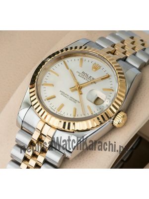 Rolex Oyster Perpetual Datejust  Two Tone White Dial Watch  Price in Pakistan