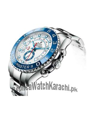 Rolex Yacht Master II Blue Bezel Men's Silver Watch (Swiss Quality) Price in Pakistan