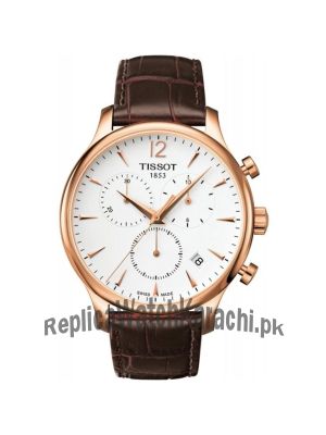 Tissot Tradition Classic Rose Gold Swiss White Dial Leather Strap Watch Price in Pakistan