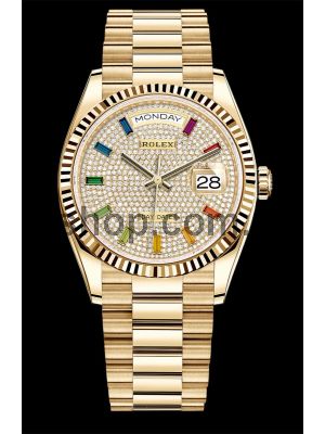 Rolex Day Date Pave Rainbow Dial 128238 Watch Price in Pakistan