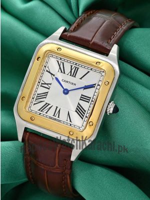 Cartier Santos Dumont Two Tone Brown Straps Watch Price in Pakistan