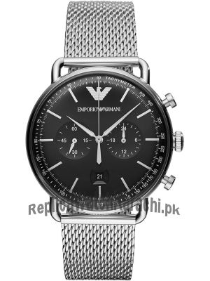 Emporio Armani Men's AR11104 Aviator Black Dial Watch Price in Pakistan