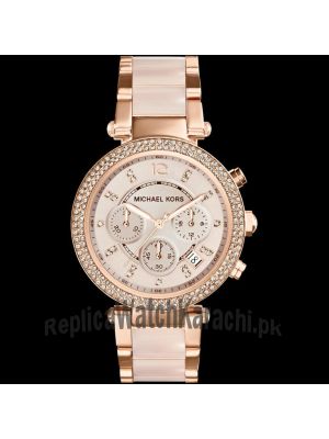 Michael Kors Parker Blush Dial Rose Gold Tone and Blush Acetate Ladies Watch  Price in Pakistan