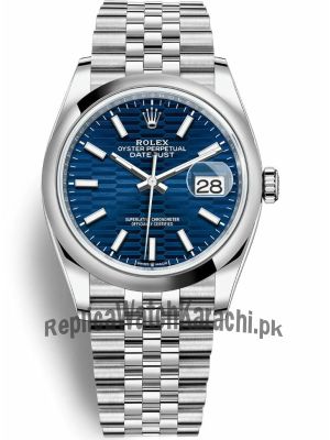 Newest Model-Rolex Datejust 36 Bright Blue Fluted Motif Dial Watch  (2021)  Price in Pakistan