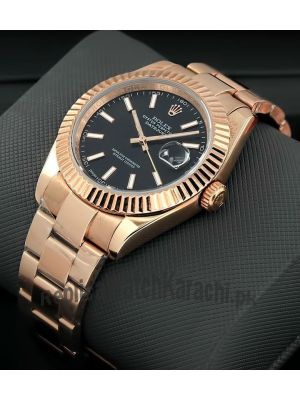 Rolex Datejust Rose Gold Black Dial Watch Price in Pakistan