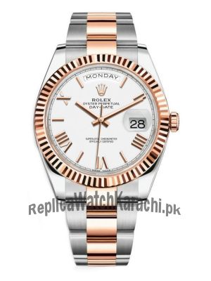 Rolex Day-Date 40 White Dial Two Tone  Watches in Pakistan ,