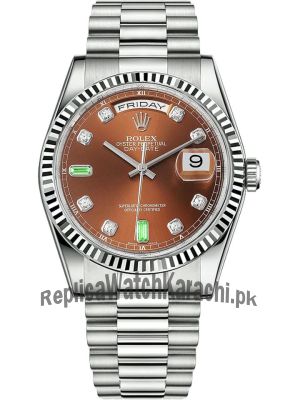 Rolex Day-Date Brown Diamond Dial Watch