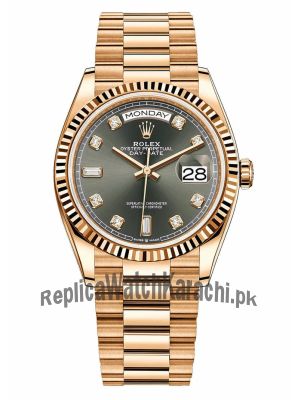 Rolex Day Date Rose Gold Dark Grey Dial Watch Price in Pakistan