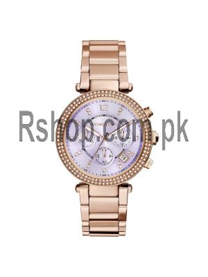 Michael Kors Women's Rose Gold Tone Purple Dial Chrono Watch Price in Pakistan