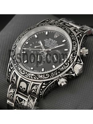 Rolex Black Dial Customized Engraved Watch Price in Pakistan