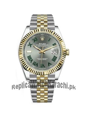 Rolex Datejust Grey Dial with Green Roman Numeral Markers Men's Watch Price in Pakistan